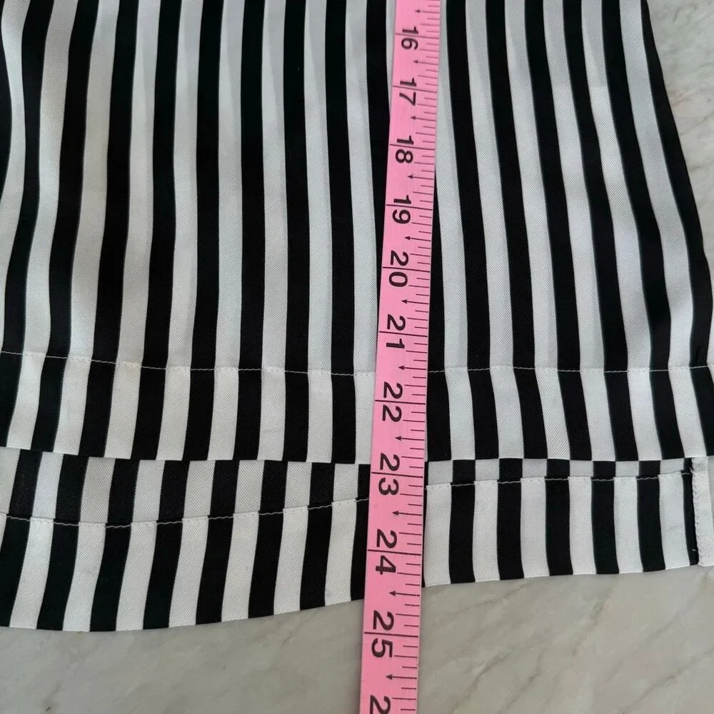 J. Crew 100% Silk Black White Stripe Sleeveless Blouse Top Sz 00